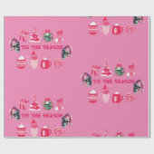 Cadeau Papier d'enveloppement de Noël crâne rose (Plat)