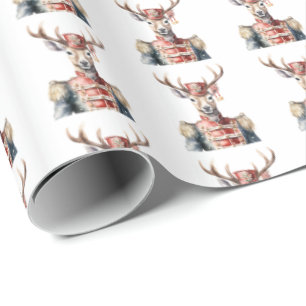 Cadeau Papier d'enveloppement de Noël de cerfs d'animaux
