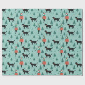 Cadeau Papier d'enveloppement de Noël de chien noir (Plat)