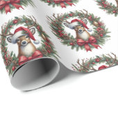 Cadeau Papier d'enveloppement de Noël de la couronne de c (Coin rond)