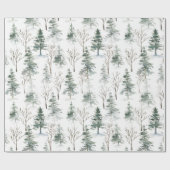 Cadeau Papier d'enveloppement de Noël de la forêt de pins (Plat)