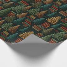 Papier d'enveloppement de Noël de la forêt littéra