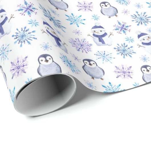 Cadeau Papier d'enveloppement de Noël de Pingouin (Coin rond)