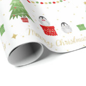Cadeau Papier d'enveloppement de Noël de pingouins pour b (Coin rond)