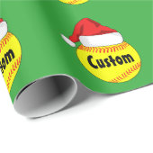 Cadeau Papier d'enveloppement de Noël de softball traditi (Coin rond)