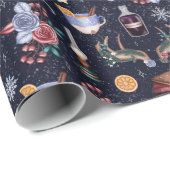 Cadeau Papier d'enveloppement de Noël de Yule de cuisine (Coin rond)