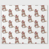 Cadeau Papier d'enveloppement de Noël d'écureuil (Plat)