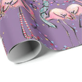 Cadeau Papier d'enveloppement de Noël des Fêtes tropicale (Coin rond)