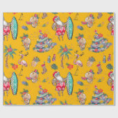 Cadeau Papier d'enveloppement de Noël des Fêtes tropicale (Plat)