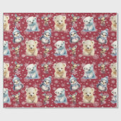 Cadeau Papier D'Enveloppement De Noël Des Ours Et Pingoui (Plat)