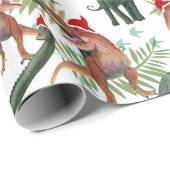 Cadeau Papier d'enveloppement de Noël Dinosaur (Coin rond)