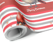 Cadeau Papier d'enveloppement de Noël du cardinal rouge (Coin rond)