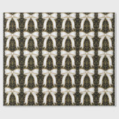 Cadeau Papier d'enveloppement de Noël Élégant Bow blanc (Plat)