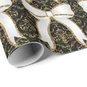 Cadeau Papier d'enveloppement de Noël Élégant Bow blanc (Coin rond)