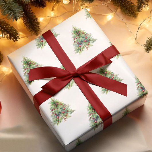 Cadeau Papier d'enveloppement de Noël - Elégant Pin Aquar