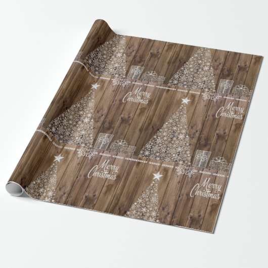 Cadeau Papier d'enveloppement de Noël en bois rustique (Déroulé)