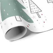 Cadeau Papier d'enveloppement de Noël en noir vert (Coin rond)