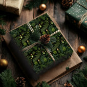 Cadeau Papier d'enveloppement de Noël en vert forestier