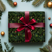 Cadeau Papier d'enveloppement de Noël en vert forestier