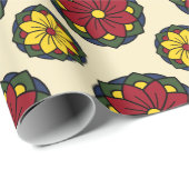 Cadeau Papier d'enveloppement de Noël floral (Coin rond)