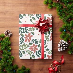 Cadeau Papier d'enveloppement de Noël Floral Fleur sauvag