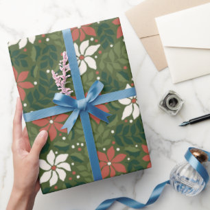 Cadeau Papier d'enveloppement de Noël Floral Fleur sauvag
