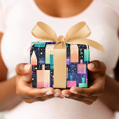 Cadeau Papier d'enveloppement de Noël Géométrique Joyeux 