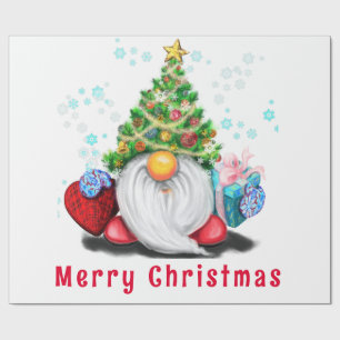 Cadeau Papier d'enveloppement de Noël Gnome mignon