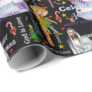 Cadeau Papier d'enveloppement de Noël Jesus Père Noël