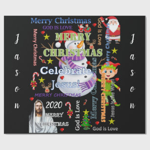 Cadeau Papier d'enveloppement de Noël Jesus Père Noël 202