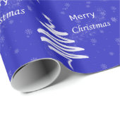 Cadeau Papier d'enveloppement de Noël Joyeux Bleu (Coin rond)