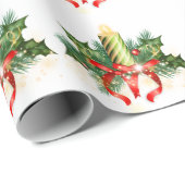 Cadeau Papier d'enveloppement de Noël Joyeux d'or (Coin rond)