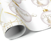 Cadeau Papier d'enveloppement de Noël Joyeux Or (Coin rond)