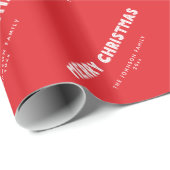 Cadeau Papier d'enveloppement de Noël Joyeux Rouge person (Coin rond)