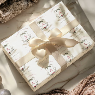 Cadeau Papier d'enveloppement de Noël Monogramme vintage