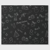 Cadeau Papier d'enveloppement de Noël noir Festive (Plat)