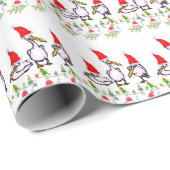 Cadeau Papier d'enveloppement de Noël Pélicans roses (Coin rond)