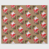 Cadeau Papier d'enveloppement de Noël Père Noël Brown (Plat)