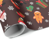 Cadeau Papier d'enveloppement de Noël Père Noël Café (Coin rond)