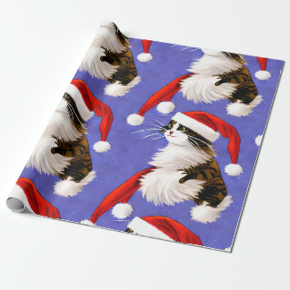 Cadeau Papier d'enveloppement de Noël père Noël Cat