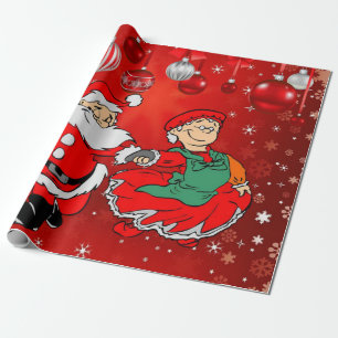 Cadeau Papier d'enveloppement de Noël Père Noël Mme Claus