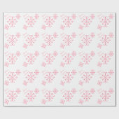 Cadeau Papier d'enveloppement de Noël Pink Snowflakes (Plat)