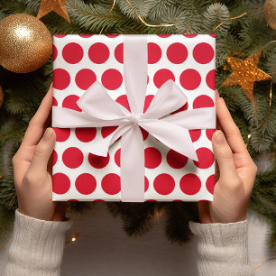 Cadeau Papier d'enveloppement de Noël Pois rouge moderne