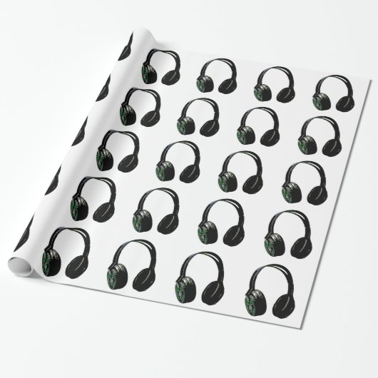 Cadeau Papier d'enveloppement de Noël Pop Art Headphone (Déroulé)