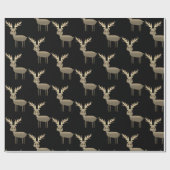 Cadeau Papier d'enveloppement de Noël pour cerfs de Noir (Plat)