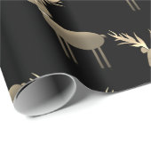 Cadeau Papier d'enveloppement de Noël pour cerfs de Noir (Coin rond)