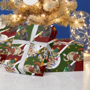 Cadeau Papier d'enveloppement de Noël pour chat Kitty