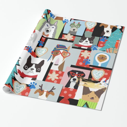 Cadeau Papier d'enveloppement de Noël pour chien moderne (Déroulé)