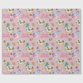 Cadeau Papier d'enveloppement de Noël pour chiot couché (Plat)