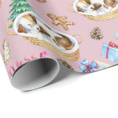 Cadeau Papier d'enveloppement de Noël pour chiot couché (Coin rond)